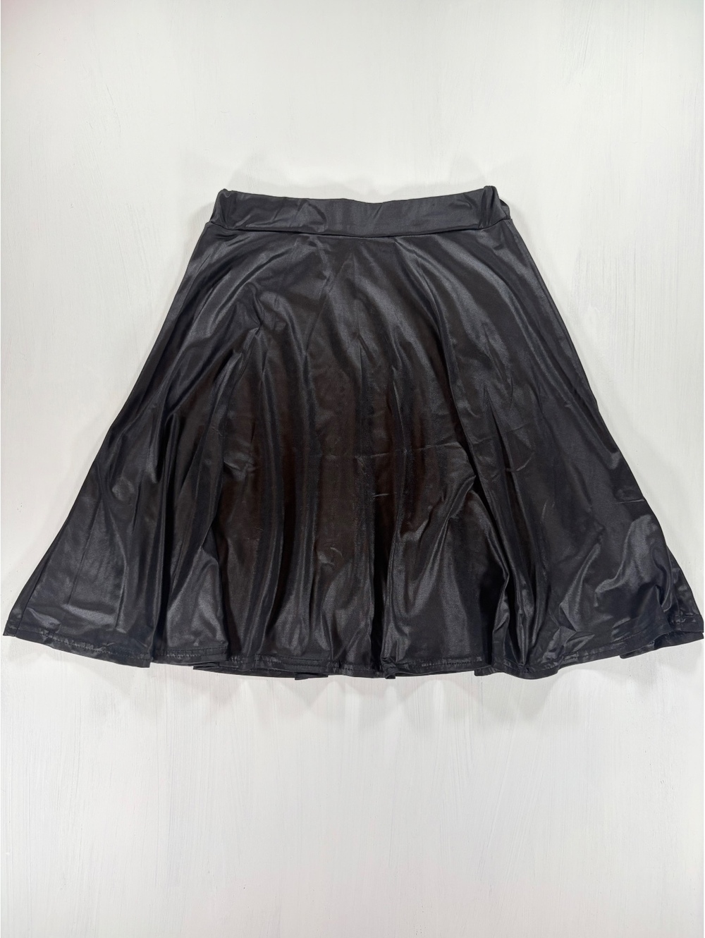 Boohoo Black Faux Leather Skater Skirt Mini Fit & Flare Size US 2